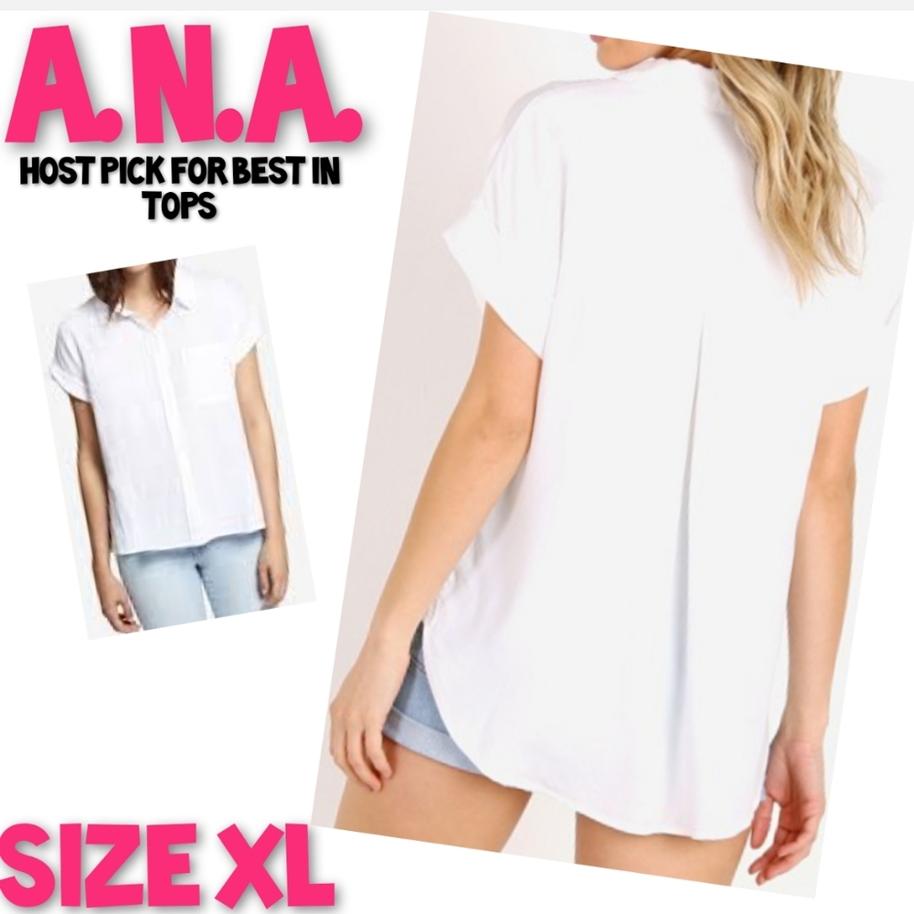 ANA Top Size XL Button Up High Low Sharkbite NWT